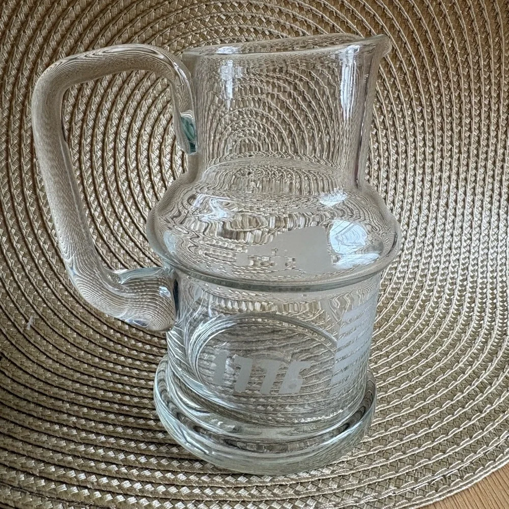 1776 Bicentennial Vintage Clear Glass Creamer Etched & Cut Flag Eagle EUC